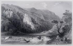 1851年钢版画《野外垂钓者》—英国画家 “阿罗姆(Thomas Allom)”作品 版画家：W.TAYLOR 雕刻 27x22cm