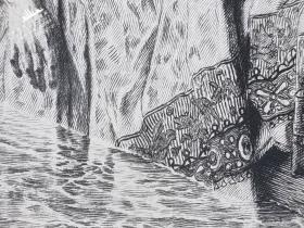 “大英博物馆藏画”1880年法国艺术蚀刻铜版画《瑞米耶的无力者》—法国画家“艾瓦利斯特·维塔·吕密奈（Evariste Vital Luminais，1821-1896）”作品 E.Gaujean雕刻 43x30cm 版内签名 法国ARCHES版画专用水印纸 原作藏于鲁昂美术馆“1880沙龙展出作品” 雕刻版画 原版版画 古董版画 老版画 欧洲版画 西洋版画 收藏装饰