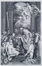 1837年“艺术家作品集”系列钢版画《圣杰罗姆的圣餐》 —意大利 画家“多美尼基诺(Domenichino,1581-1641年)”作品 尺寸：31x24cm
