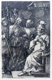 “巨幅丢勒名画”1912年复刻版“丢勒Albrecht Dürer”照相凹版复制铜版画 —《小受难：基督在该亚法面前》42x32cm 原尺寸复刻