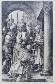 “巨幅丢勒名画”1912年复刻版“丢勒Albrecht Dürer”照相凹版复制铜版画 —《小受难：基督在彼拉多面前》42x32cm 原尺寸复刻