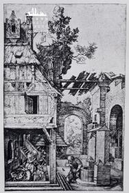 “巨幅丢勒名画”1912年复刻版“丢勒Albrecht Dürer”照相凹版复制铜版画 —《诞生》42x32cm 原尺寸复刻