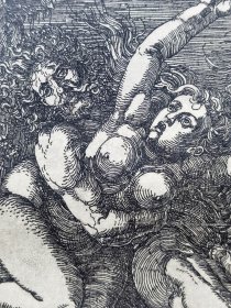 “巨幅丢勒名画”1912年版“丢勒Albrecht Dürer”系列照相凹版复制铜版画 —《独角兽上被男人绑架的裸女》42x32cm 原尺寸复制