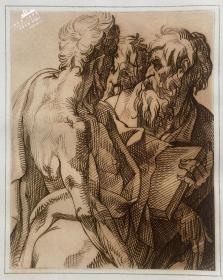【巴托洛米奥Bartolommeo】1823年“文艺复兴时期意大利画派”系列铜版画《三个使徒半身像》—意大利文艺复兴时期画家“Bartolomeo Passerotti，1529-1592年）”作品 “手工水印纸精印” 50x36cm