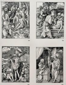 1910年复刻版“丢勒Albrecht Dürer小受难”系列木刻版画—《来到圣母面前4联幅》48x34cm 超大，原尺寸复刻