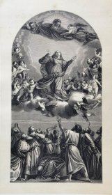1870年“最杰出的意大利绘画作品集”木刻版画《圣 母升天》— 意大利文艺复兴时期画家“维切里奥·提香(Vecellio Titian 1490-1576）”作品 41x30cm