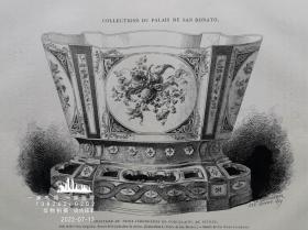 1876年法国艺术系列石版画《陶瓷花盆》“CH.KREUTZBERGER”作品 43x30cm