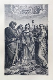 1870年“最杰出的意大利绘画作品集”木刻版画《圣切奇莉亚》—意大利文艺复兴时期画家拉斐尔(Raphael Sanzio 1483-1520)作品 41x30cm