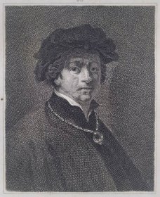 1837年“艺术家作品集”系列铜版画《伦勃朗自画像》 —荷兰伟大画家“伦勃朗(Rembrandt Harmenszoon van Rijn，1606-1669”作品 尺寸：31x24cm