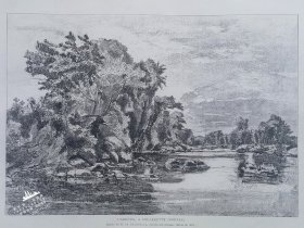 1883年法国艺术系列锌版版画《法国莫尔旺景色》—法国画家(O.DE CHAMPEAUX)作品刻  43x30cm