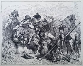 （满百元包顺丰）【古斯塔夫·多雷 Doré木刻版画】“多雷画廊”系列1880年《受骗了（唐吉坷德）》—法国画家“古斯塔夫·多雷(Gustave Doré,1832-1883）”作品 尺寸：32x25cm