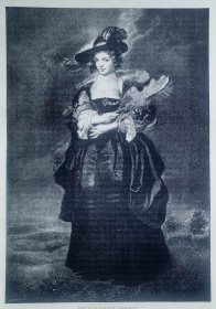 1877年法国艺术系列照相版画《鲁本斯的妻子海伦》—佛兰德斯画家 “鲁本斯(Peter Paul Rubens，1577--1640) ”作品   43x30cm