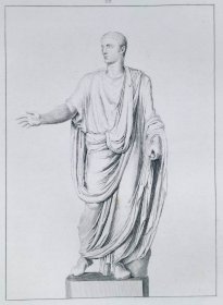 1837年“艺术家作品集”系列钢版画《雕塑：古罗马皇帝提比略》 — 尺寸：31x24cm