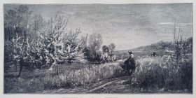 【道比尼作品】1891年照相版画《春天》—法国巴比松派画家“查尔斯·弗朗索瓦·道比尼(Charles François Daubigny1817-1878年）”作品  28x22cm
