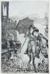1888木刻版画《1793年的革命广场》 36x27cm