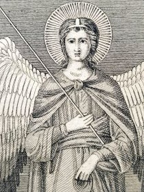 【契马布埃Cimabue】1823年“文艺复兴时期意大利画派”系列铜版画《三个天使》—意大利文艺复兴时期画家“乔万尼·契马布埃(Giovanni Cimabue,1240-1302)”作品 +飞尘铜版画《西蒙·马格斯在空中》—画家“Giunta Pisano”作品“手工水印纸精印” 50x36cm