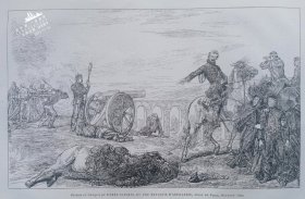 1870年法国艺术系列线刻版画《炮位》—画家(PIERRE GAVARNI)作品  43x30cm