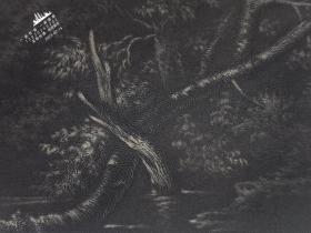 1887年风景画系列美柔汀铜版画《墨丘利和樵夫》—意大利著名画家“萨尔瓦托·罗莎/Salvator Rosa”作品 E.P.BRANDARD 雕刻35x25.5cm