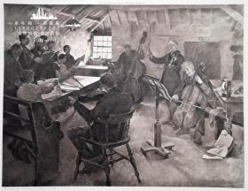 1902照相版画《乡村乐队》 ——英国现实主义风俗画家“ “斯坦霍普·福布斯Stanhope Alexander Forbes, R.A. (1857-1947) ”作品 尺寸：32x24cm