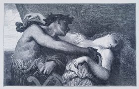 1889年木版画《俄耳甫斯和欧律狄刻》 —英国画家，雕塑家乔治·费德里科·沃茨(George Frederic Watts,1817 - 1904年)作品  30x21cm
