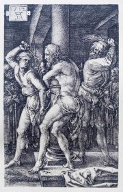 “巨幅丢勒名画”1912年复刻版“丢勒Albrecht Dürer”照相凹版复制铜版画 —《小受难：鞭打基督》42x32cm 原尺寸复刻
