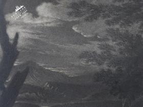 1887年风景画系列美柔汀铜版画《墨丘利和樵夫》—意大利著名画家“萨尔瓦托·罗莎/Salvator Rosa”作品 E.P.BRANDARD 雕刻35x25.5cm
