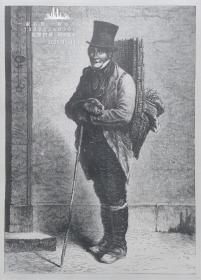 1888木刻版画《瑞士蔬菜商人》 36x27cm