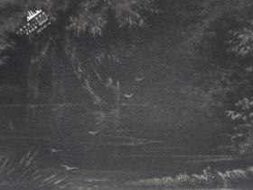 1887年风景画系列美柔汀铜版画《墨丘利和樵夫》—意大利著名画家“萨尔瓦托·罗莎/Salvator Rosa”作品 E.P.BRANDARD 雕刻35x25.5cm