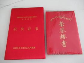 九十年代新疆维吾尔自治区人民政府，新疆大学 获奖及荣誉证书2件（如图）