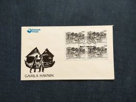 《外国集邮品收藏保真：法罗群岛1981年美术绘画四方连邮票首日封 品相如图》澜2402-8