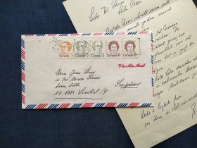 《外国集邮品收藏：加拿大1977年名人人物 女王邮票实寄封内附手写信函 商品如图》澜2404-3