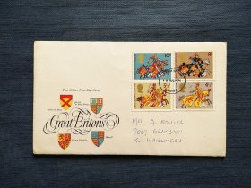 《外国集邮品收藏保真：英国1974年反法战役黑王子 武士 骑士邮票实寄封 品相如图》澜2402-8