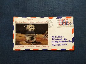《外国集邮品收藏： 美国宇航封1969年航天 宇航   阿波罗11号首次从天体上发射 宇宙探索实寄首日封 商品如图》澜2402-28
