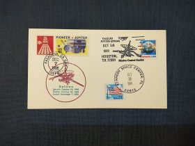 《外国集邮品收藏： 美国宇航封片1989年航天 宇航 休斯顿航天中心 伽利略号发射 先驱木星 宇宙探索宇航首日封片  极少见 商品如图》澜2402-13