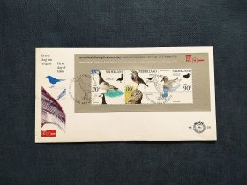 《外国集邮品收藏： 荷兰1994年蓝喉雀 黑雁等 鸟类邮票小全张首日封 商品如图》澜2402-28