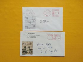 【集邮品拍卖保真：美国1966年左右 机戳邮票实寄封 2枚 品相如图】四2409-25