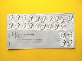 【集邮品拍卖保真：德国1994年杰出女性名人邮票实寄封 贴23枚邮票 品相如图】四2311-20