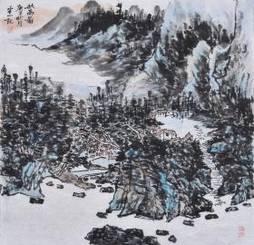 【精选国画】【聊城美术家协会会员】 崔老师写意山水画《秋高图》四尺斗方 保真！SS5144..