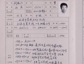 同一来源：著名书法家、曾任西城美协、书协理事 刘振江2001年《中国书法家协会会员名鉴及电脑数据库刊录表》一份三面（贴有小照片两枚）HXTX263416