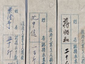 著名国画大师 李可染、董希文、蒋兆和、艾中信、叶浅予、王式廓、张仃、常任侠、周令钊、韦启美、丁井文、戴泽、冯法禩、胡一川、蔡仪、韦江凡、罗工柳、王临乙、王森然、邹佩珠、滑田友、洪波 22人签名登记救济失业工人捐款资料一组22份 HXTX400634