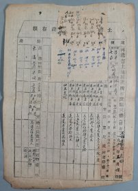 1950年 昌平县七间房村“河北省土地房产所有证存根”一件 HXTX412177