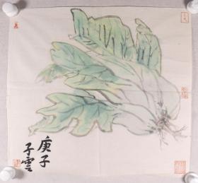 画家 子云 庚子年画《白菜》一幅（纸本软片，画心约1.9平尺，钤印：子云、敏于事、物常聚于所好）HXTX336673