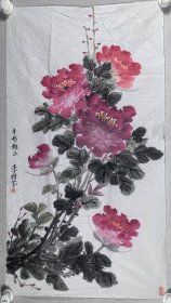 黃-達(dá)舊藏：李桂芬 國(guó)畫“花開(kāi)富貴”一幅（紙本軟片，約3.6平尺、鈐?。豪罟鸱矣。〩XTX424885