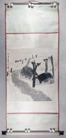 李-维-勤旧藏：著名画家、中国美协理事 聂鸥 1992年水墨画 “茅屋”一幅（纸本立轴，约3.9平尺，钤印：聂鸥）HXTX406184