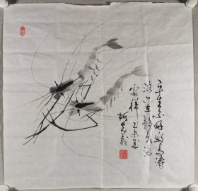 权-希-军旧藏：著名书画家、高级美术师、北京大学书画研究会会员 柯克义 国画《群虾》一幅（纸本软片，画心约4.3平尺，钤印：柯先义）HXTX413048