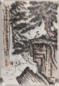 周怀民夫人、著名画家、曾任齐白石画院副院长 计燕荪 乙酉年（2005）国画《伯亚鼓琴图》一幅（纸本软片，约2.9平尺，钤印：计燕荪）HXTX344504