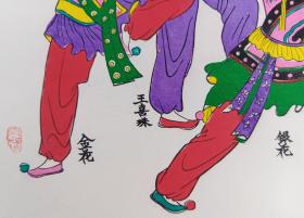 同一来源：约七八十年代 苏州桃花坞木版年画《八美比武》一幅（纸本镜心，画心尺寸：53*31.5cm） HXTX401771