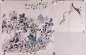 苏-振-祎旧藏：佚名 国画《虾》等 两幅（纸本软片，画心分别约4.2、1.4平尺，钤印：墨缘）HXTX277173