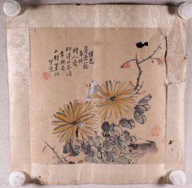 同一来源：清末 兰孙 水墨画作品《菊花图》一幅 （纸本镜心，画心约0.8平尺） HXTX337025