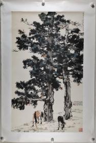 精美复制品 徐悲鸿 1937年作 《古柏双骏》一幅（纸本托片，尺寸：127*77cm）HXTX341465